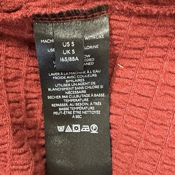 Anthropologie Smocked Bell Sleeve Top Women’s Small Wine Burgundy Textured Knit - Picture 8 of 10